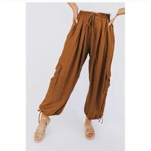 NEW! Free People 'Palash' Solid Cargo Pants in GOLDENROD (M)